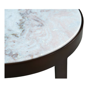 Moe's Holli Side Table White Marble with Bronze Frame