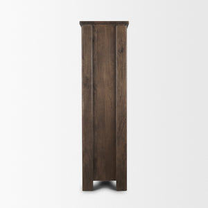 Wallen Solid Dark Brown Wood Curio Cabinet