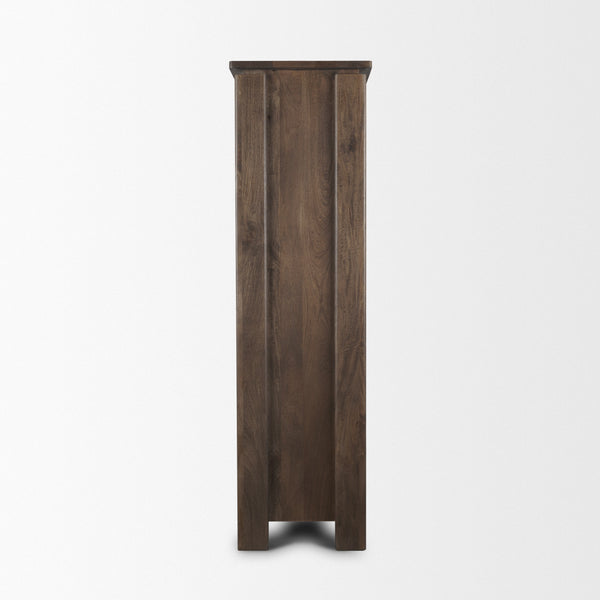 Wallen Solid Dark Brown Wood Curio Cabinet