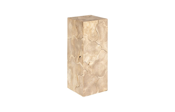 Teak Slice Pedestal, Square, Bleached , Medium