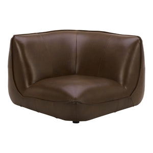 Moe's Zeppelin Leather Corner Chair in Toasted Hickory