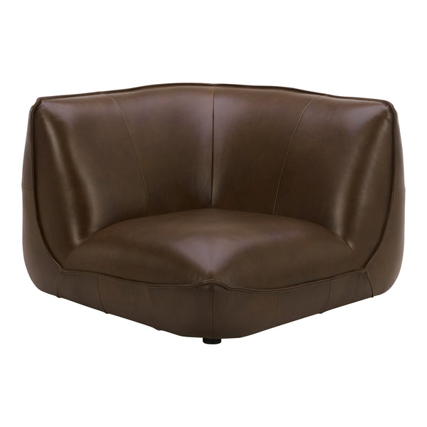 Moe's Zeppelin Leather Corner Chair in Toasted Hickory