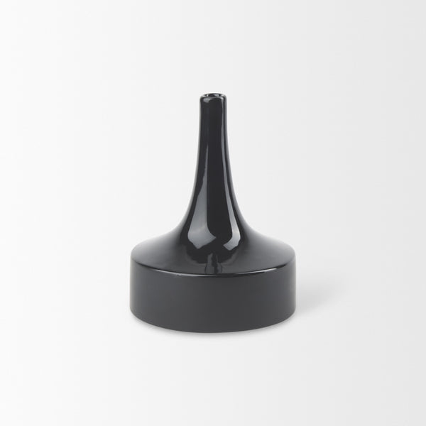 Burton 8.3H Small Glossy and Matte Black Ceramic Jug Vase