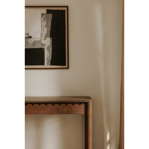 Moe's Wiley Console Table with Scalloped Edge, Brown