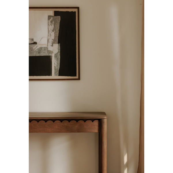 Moe's Wiley Console Table with Scalloped Edge, Brown