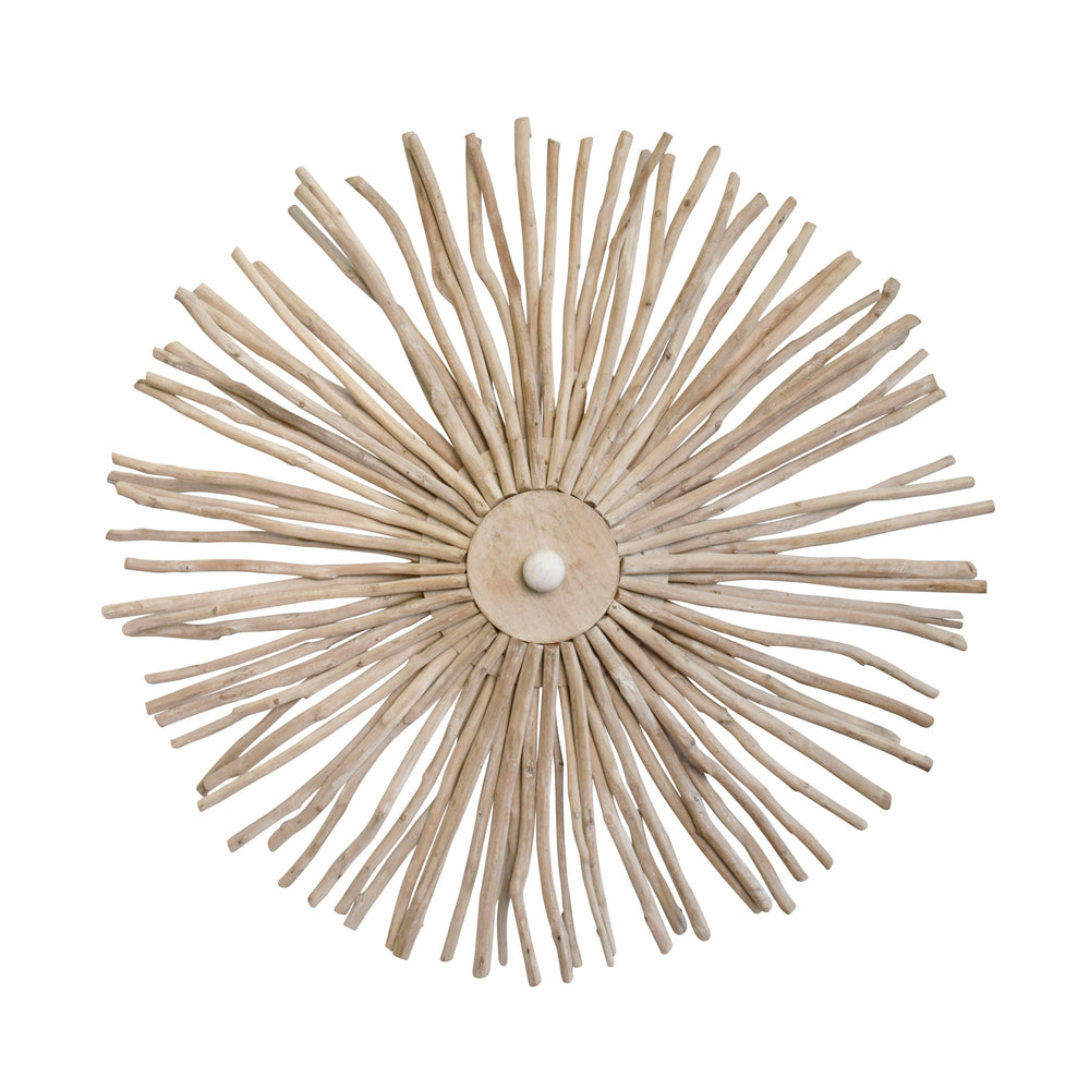 LARGE ROUND WALL SCONCE HANDCRAFTED WITH WHITEWASH EUCALYPTUS WOOD
