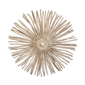 LARGE ROUND WALL SCONCE HANDCRAFTED WITH WHITEWASH EUCALYPTUS WOOD