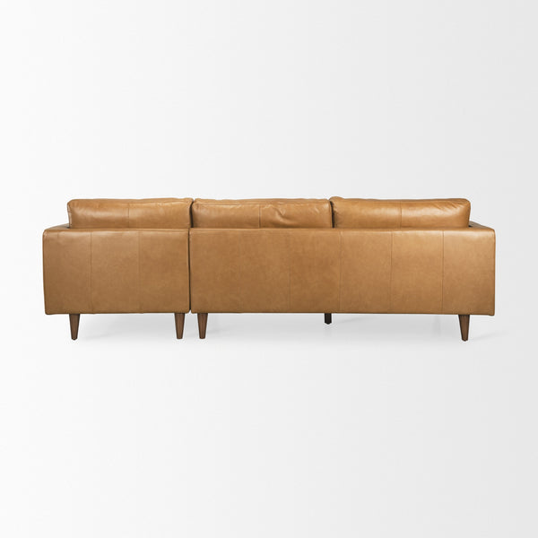 Elton 111.4L x 68.1W x 34.3H Tan Leather Right Chaise Sectional