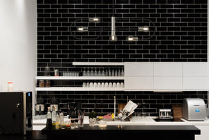 Neutra 5 Light Island/Billiard in Matte Black + Polished Nickel Finish