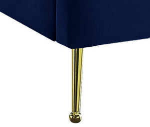 Anita Queen Bed In Navy Velvet