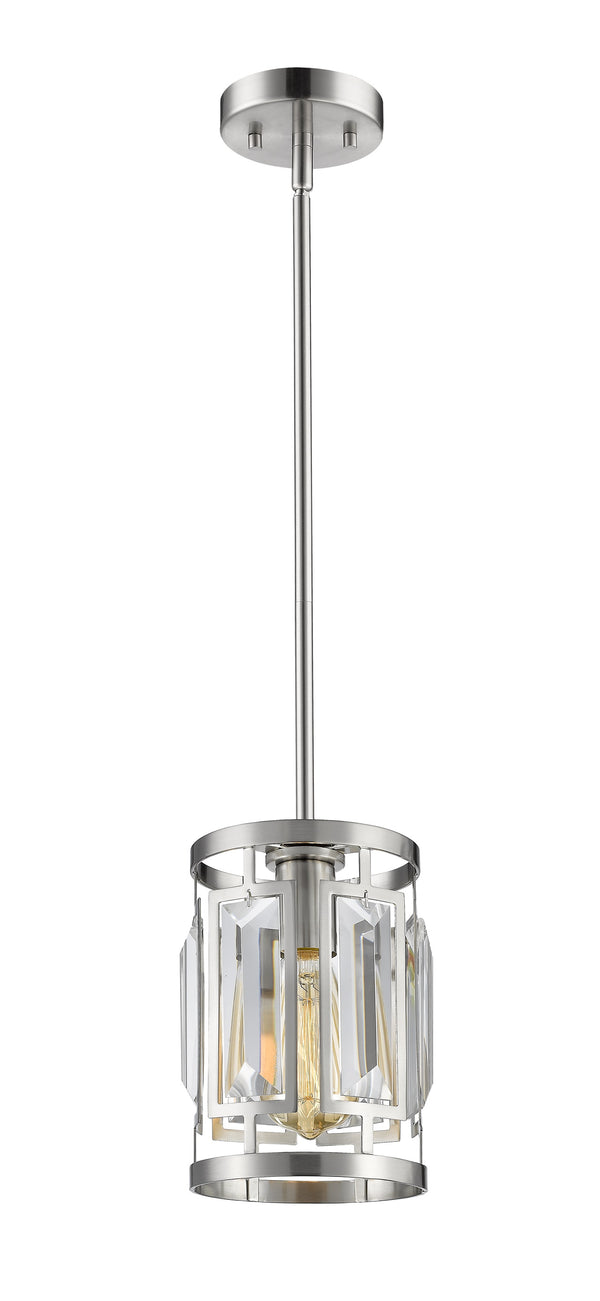 Mersesse 1 Light Mini Pendant in Brushed Nickel Finish