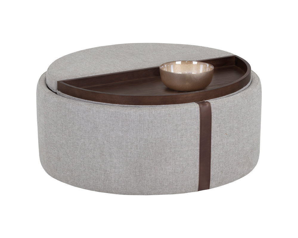 BORELLI WHEELED STORAGE OTTOMAN - BELFAST HEATHER GREY / AUTUMN CHESTNUT