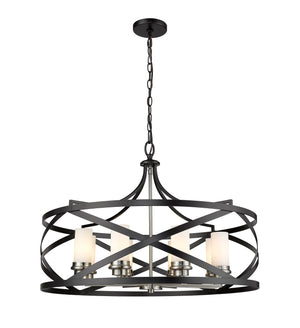 Malcalester 8 Light Pendant in Matte Black + Brushed Nickel Finish