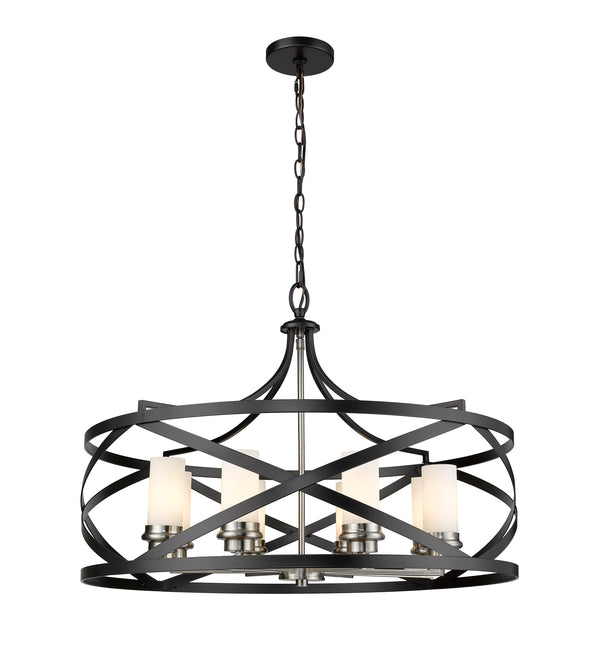 Malcalester 8 Light Pendant in Matte Black + Brushed Nickel Finish