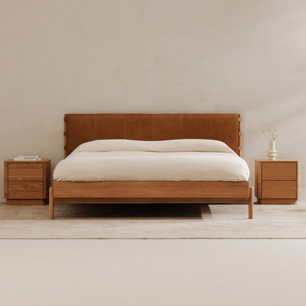 Moe's Colby Queen Bed with Leather Headboard