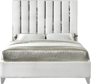 Donnie King Bed In White Velvet