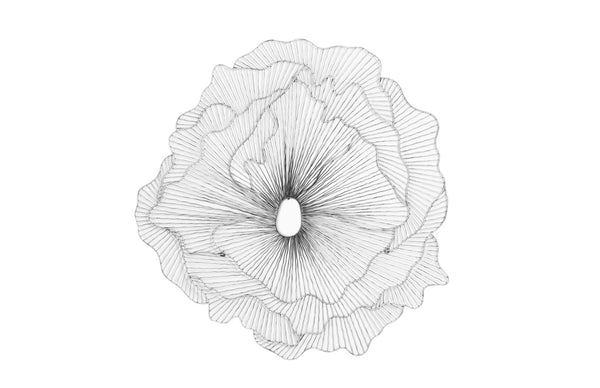Poppy Flower Wall Art, Silver/Black, Large