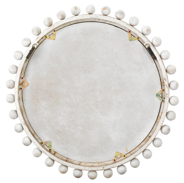 Brighton Round Wood Mirror, White Washed