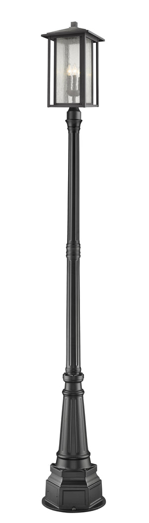Aspen 3 Light Outdoor Post Mounted Fixture in Black Finish