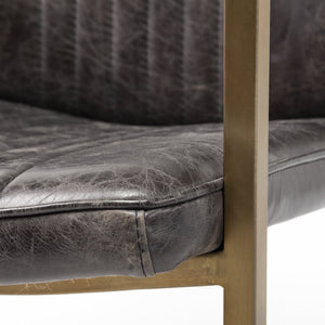 Horner Black Leather Seat w/Metal Frame Dining Chair
