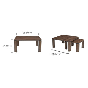 Moe's Bailey Nesting Coffee Table in Deep Brown