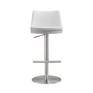 Reagan White and Silver Adjustable Stool