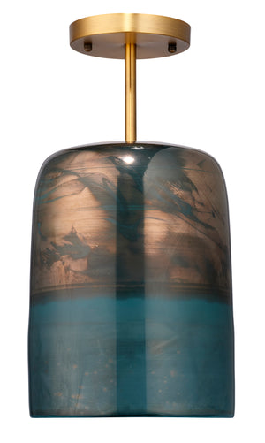 Vapor Glass Semi-Flush Mount, Aqua