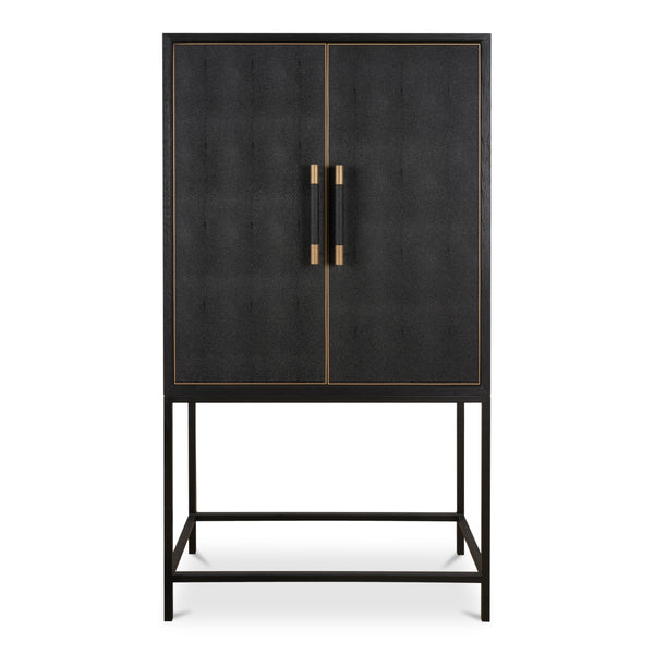 Mako Bar Cabinet with Brass Accents