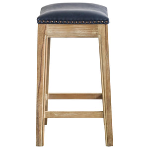 Elmo KD Bonded Leather Counter Stool Weathered Smoke Legs, Vintage Blue