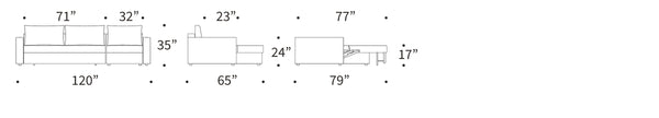 NEAH SOFA BED, STANDARD W/LOUNGER, 71"X77"