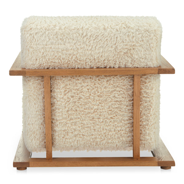 Moe's Eckersley Lounge Chair in Cream Faux Fur