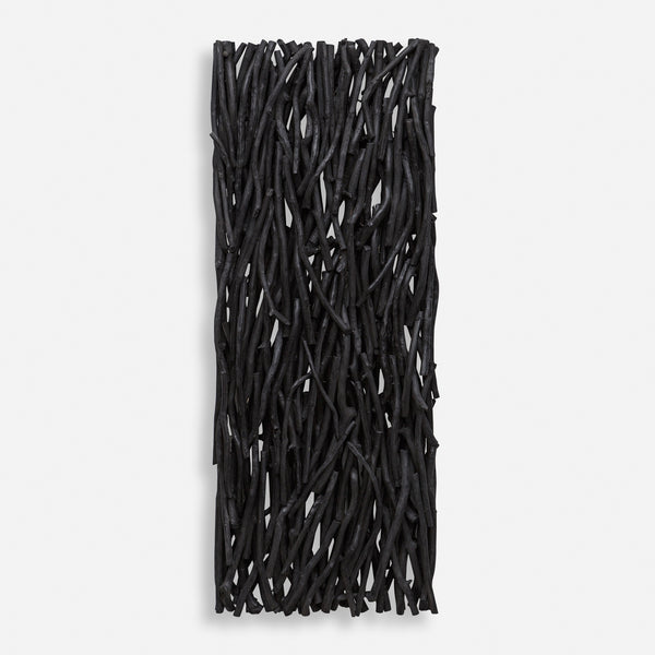 Gathered Teak Black Wood Wall Decor