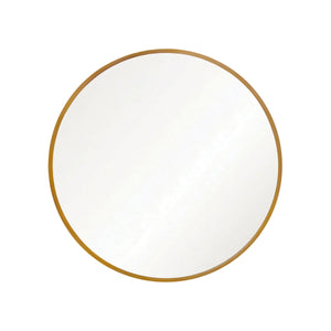 ROUND BRASS SIDE TABLE FEATURING BASE WITH ARRAY OF ANTIQUE BRASS DISCS, WHITE MARBLE BASE, AND INSET MIRROR