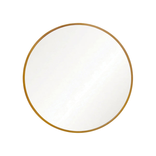 ROUND BRASS SIDE TABLE FEATURING BASE WITH ARRAY OF ANTIQUE BRASS DISCS, WHITE MARBLE BASE, AND INSET MIRROR
