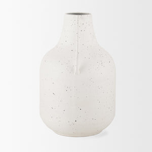 Treva Tall White w/ Black Speckles Metal Vase