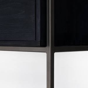 Trey Modular Wall Desk W/ 1 Bookcase - Black Wash Poplar