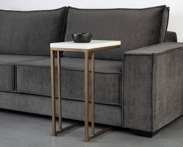 SAWYER END TABLE - ANTIQUE BRASS - WHITE