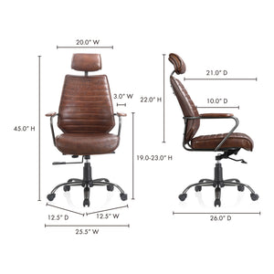 Moe's Executive Office Chair in Dark Brown Leather