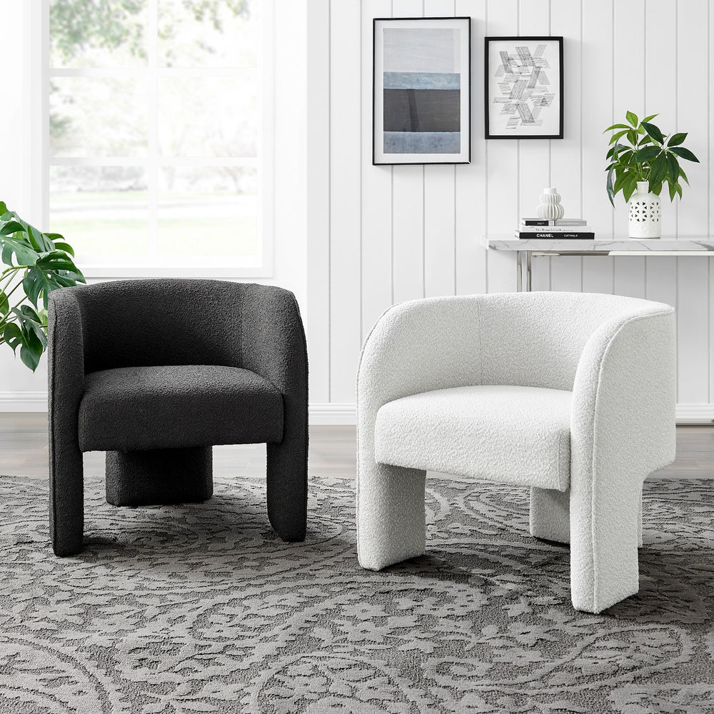 Matteo Fabric Accent Arm Chair In Boucle Black