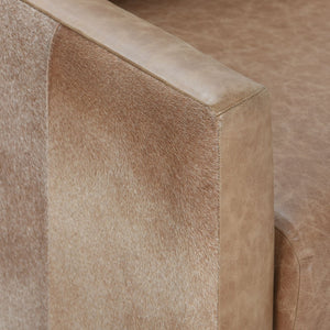 Lathe Leather/Hide Swivel Accent Chair - Sedona Brown