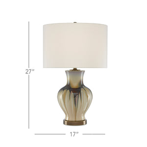 Muscadine Table Lamp In Cream & Brown & Antique Brass