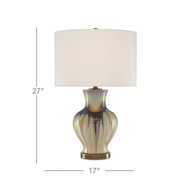 Muscadine Table Lamp In Cream & Brown & Antique Brass