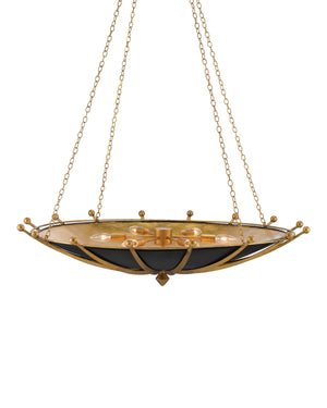 Fontaine Chandelier In Gold Leaf & Satin Black