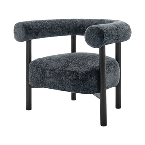 Vincent Chenille Accent Arm Chair Black Legs, Grenada Charcoal 