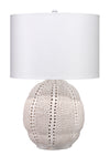 Lunar Polyresin Table Lamp with Linen Shade, White