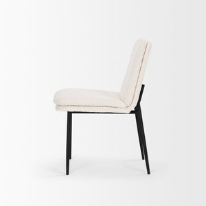 Eve Dining Chair w/ Cream Boucle Fabric & Matte Black Metal