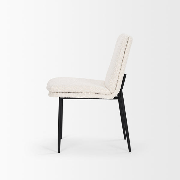 Eve Dining Chair w/ Cream Boucle Fabric & Matte Black Metal