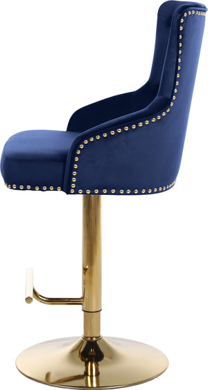 Stella Adjustable Stool In Navy Velvet and Gold