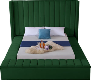 Joanne Queen Bed In Green Velvet