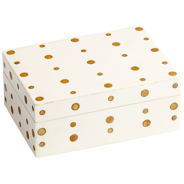 Dot Crown Container in White and Brass